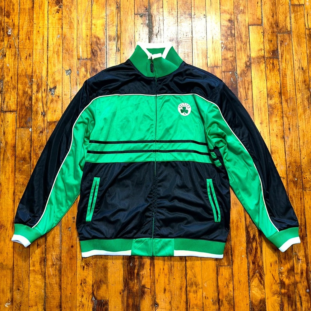 Vintage UNK Blue Label NBA Boston‎ Celtics Track Jacket Men's XL Green Black